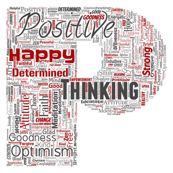 Слова Хмара Формі Літери Концептуальним Позитивним Мисленням Щасливим Сильним Ставленням — стоковий вектор