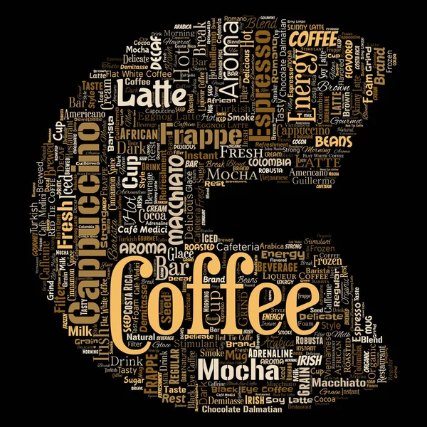 Palabras Nube Forma Letra Con Conceptual Mañana Caliente Pausa Café — Vector de stock