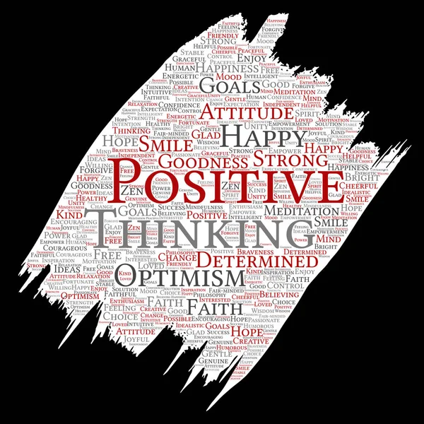 Pensamiento Positivo Conceptual Feliz Fuerte Actitud Pincel Papel Palabra Nube — Vector de stock