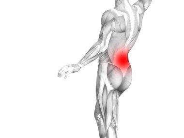 Kırmızı sıcak nokta inflamasyon eklem eklem ağrı ya da omurga sağlık tedavi veya spor kas kavramı ile kavramsal geri insan anatomisi. 3D çizim adam artrit veya kemik boğaz osteoporoz hastalığı