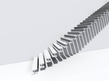 Kavramsal merdiven duvar arka plan bina veya mimari metafor iş başarısı, büyüme, ilerleme veya başarı olarak. yaratıcı adımları riseing üst kadar 3D çizimi vizyon tasarım olarak