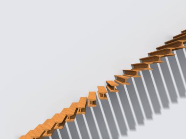 Kavramsal merdiven duvar arka plan bina veya mimari metafor iş başarısı, büyüme, ilerleme veya başarı olarak. yaratıcı adımları riseing üst kadar 3D çizimi vizyon tasarım olarak