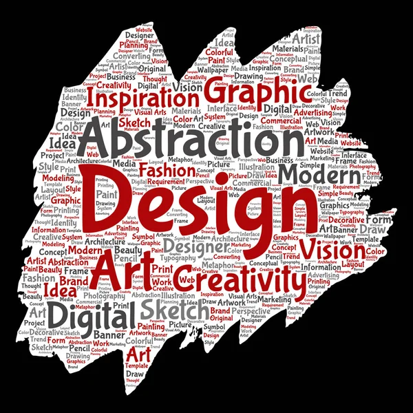 ベクトル概念創造性アート グラフィックのアイデンティティ デザイン Visual ペイント ブラシ紙単語雲孤立した背景です ビジョン インスピレーション ファッション広告 装飾のコラージュ視点モデリング — ストックベクタ
