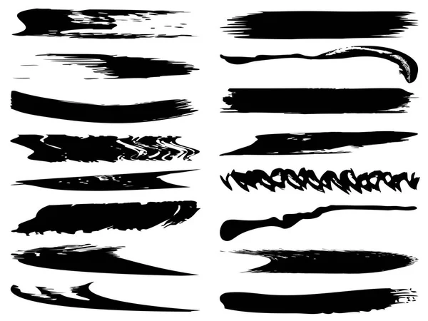Sanatsal Grungy Siyah Boya Yapılmış Yaratıcı Fırça Darbesi Topluluğu Izole — Stok fotoğraf