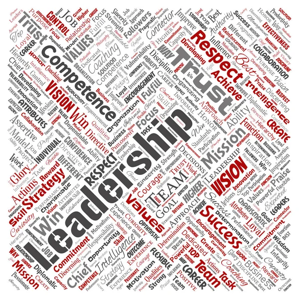 矢量概念业务领导策略 管理价值平方红字云隔离背景 智力权威或能力的拼贴画 — 图库矢量图片