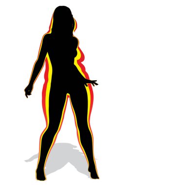 Vektör kavramsal şişman kilolu obez kadın vs fit sağlıklı vücut kilo kaybını takiben ince ya da diyet izole kas ince olan kadın. Fitness, beslenme veya şişmanlık obezite, sağlık siluet şekli