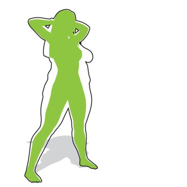 Vektör kavramsal şişman kilolu obez kadın vs fit sağlıklı vücut kilo kaybını takiben ince ya da diyet izole kas ince olan kadın. Fitness, beslenme veya şişmanlık obezite, sağlık siluet şekli