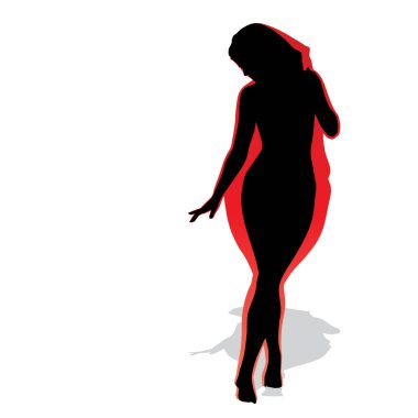 Vektör kavramsal şişman kilolu obez kadın vs fit sağlıklı vücut kilo kaybını takiben ince ya da diyet izole kas ince olan kadın. Fitness, beslenme veya şişmanlık obezite, sağlık siluet şekli