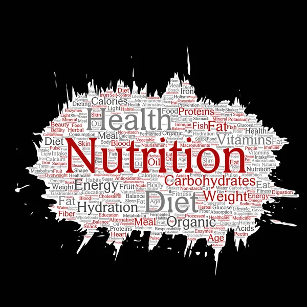 Vector Conceptual Nutrition Health Diet Paint Brush Paper Word Cloud — Stock Vector