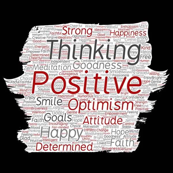 Vector Εννοιολογική Θετικής Σκέψης Ευτυχισμένος Ισχυρή Στάση Πινέλο Βαφής Χαρτιού — Διανυσματικό Αρχείο
