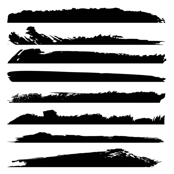 Vector Collection Artistic Grungy Black Paint Hand Made Creative Brush — Stock Vector