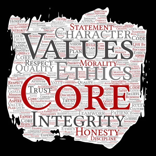 Vector Conceptual Core Values Integrity Ethics Paint Brush Paper Concept — Archivo Imágenes Vectoriales