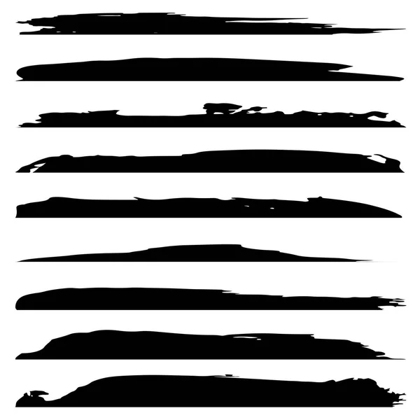 Vector Collection Artistic Grungy Black Paint Hand Made Creative Brush — Stock Vector