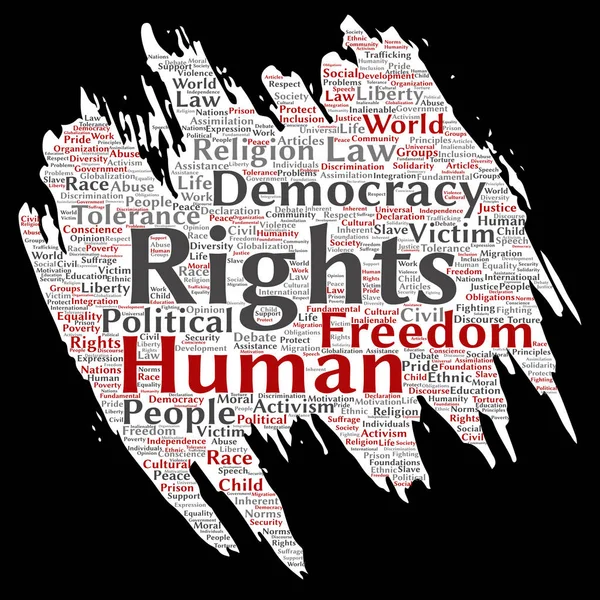 Vektor Begriffliche Menschenrechte Politische Freiheit Demokratie Pinselpapier Wortwolke Isolierten Hintergrund — Stockvektor