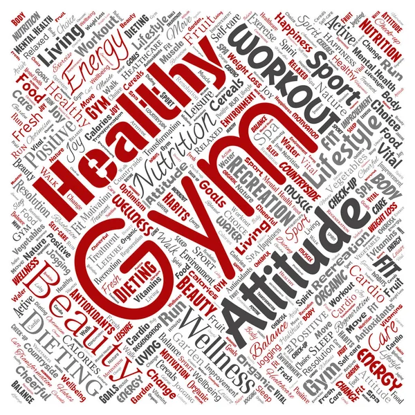 Διάνυσμα Εννοιολογική Υγιή Διαβίωση Θετική Διατροφή Αθλητισμός Πλατεία Κόκκινο Λέξη — Διανυσματικό Αρχείο