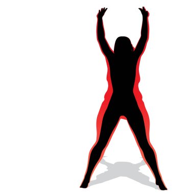 Kavramsal şişman kilolu obez kadın vs fit sağlıklı vücut kilo kaybını takiben ince ya da diyet izole kas ince olan kadın. Fitness, beslenme veya şişmanlık obezite, sağlık siluet şekli