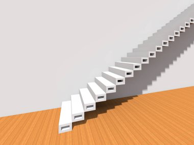 Kavramsal merdiven duvar arka plan bina veya mimari metafor iş başarısı, büyüme, ilerleme veya başarı olarak. yaratıcı adımları riseing üst kadar 3D çizimi vizyon tasarım olarak
