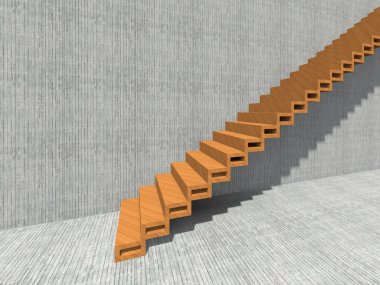 Kavramsal merdiven duvar arka plan bina veya mimari metafor iş başarısı, büyüme, ilerleme veya başarı olarak. yaratıcı adımları riseing üst kadar 3D çizimi vizyon tasarım olarak