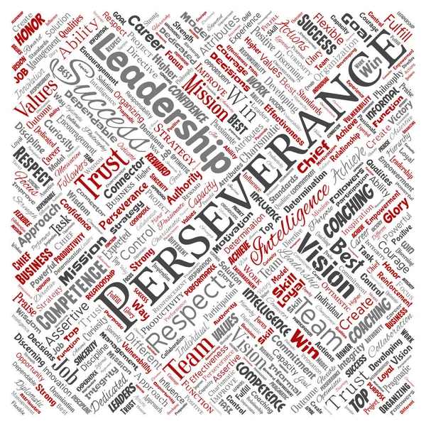 Vector Conceptuele Bedrijfsstrategie Leiderschap Management Waarde Skyline Rood Word Cloud — Stockvector