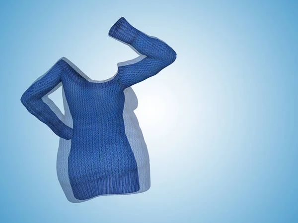 개념적 지방과 스웨터 드레스 신체에 파랑에 다이어트 일러스트 — 스톡 사진