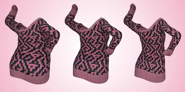 개념적 지방과 스웨터 드레스 신체에 분홍색에 다이어트 일러스트 — 스톡 사진
