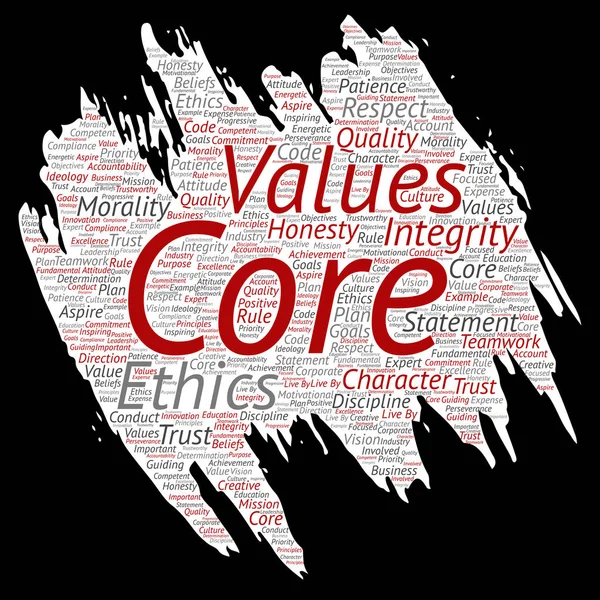 Vector Conceptual Core Values Integrity Ethics Paint Brush Paper Concept — Archivo Imágenes Vectoriales