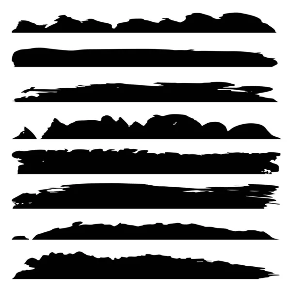 ブラック ペイント ブラシ ストロークのベクター コレクション セットに分離ホワイト バック グラウンド — ストックベクタ