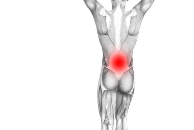 Kırmızı sıcak nokta inflamasyon eklem eklem ağrı ya da omurga sağlık tedavi veya spor kas kavramı ile kavramsal geri insan anatomisi. 3D çizim adam artrit veya kemik boğaz osteoporoz hastalığı