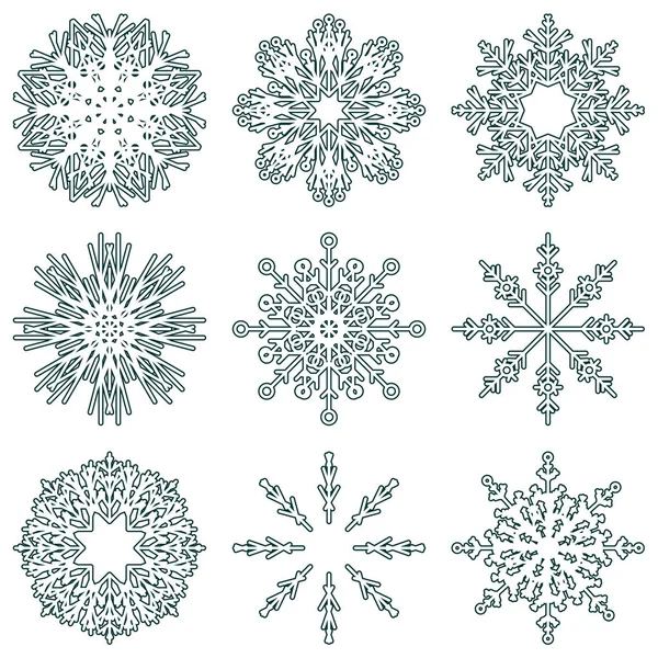 Collection Artistic Icy Abstract Crystal Snow Flakes Isolated Background Winter — Stock Photo, Image