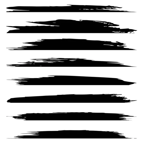 集合的艺术又脏又臭的黑漆手制作创意画笔描边设置隔离在白色背景 一组抽象 Grunge 草图设计教育或图形艺术装饰 — 图库照片