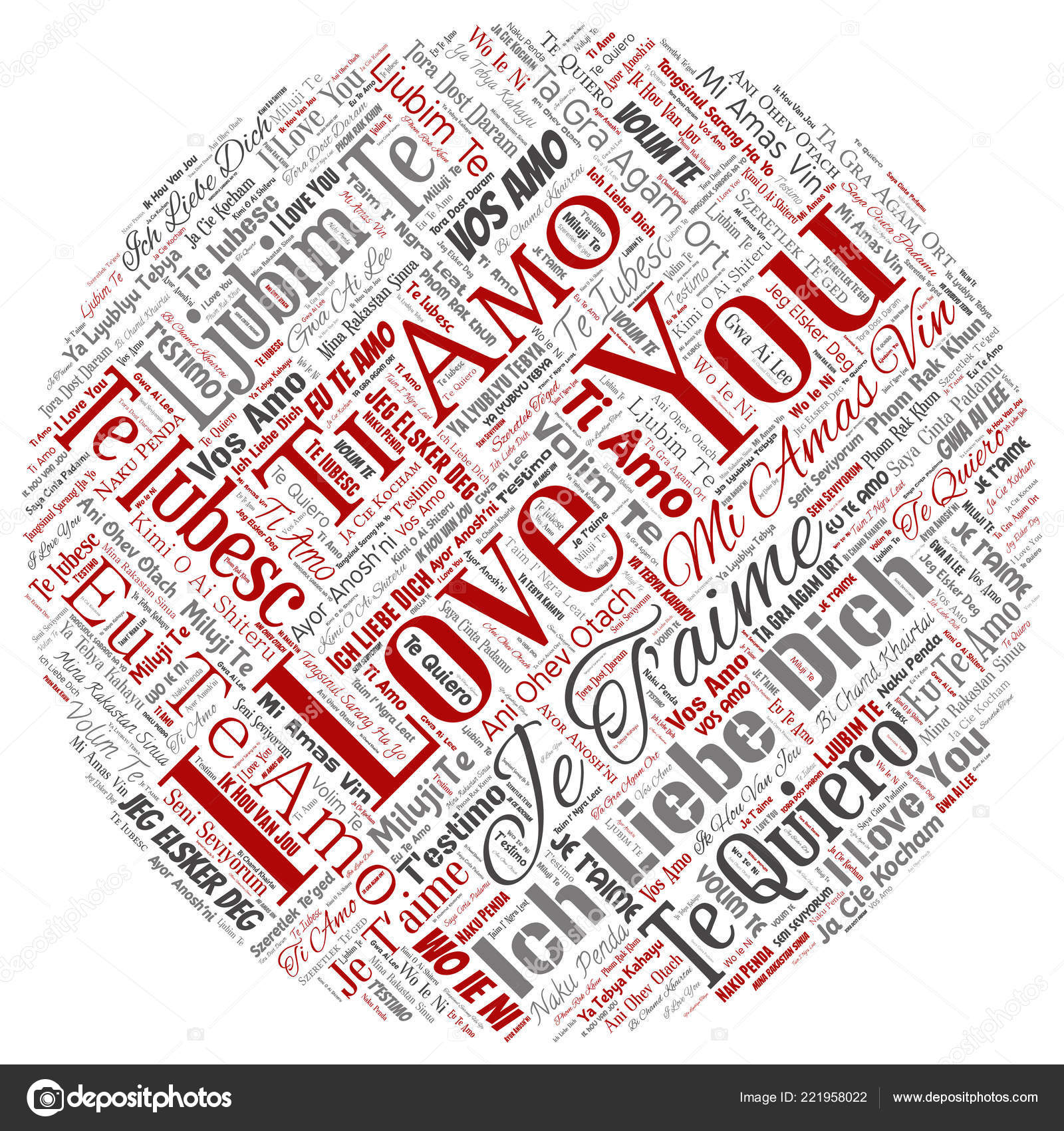Vector Conceptual Sweet Romantic I Love You Multilingual Message Round Circle Red Word Cloud Isolated Background Collage Of Valentine Day Vector Conceptual Sweet Romantic I Love You Multilingual Message Round Circle Red Word Cloud Isolated Background Collage Of Valentine Day