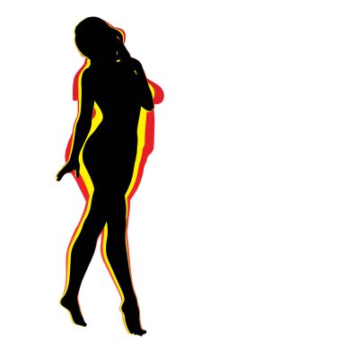Vektör kavramsal şişman kilolu obez kadın vs fit sağlıklı vücut kilo kaybını takiben ince ya da diyet izole kas ince olan kadın. Fitness, beslenme veya şişmanlık obezite, sağlık siluet şekli