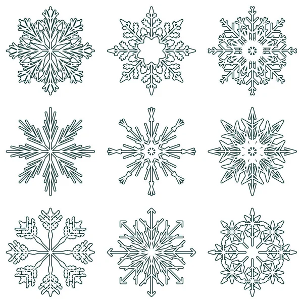 Lekki Zestaw Kolekcji Artystyczny Lodowy Kryształ Streszczenie Płatki Śniegu Ornament — Zdjęcie stockowe