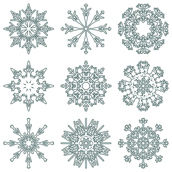 Grey Set Collection Artistic Icy Abstract Crystal Snow Flakes Ornament — Stock Photo, Image