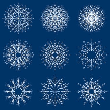 mavi vektör artistik buz gibi soyut kristal kar ince tabakalar, süsleme sanat koleksiyonu ayarla