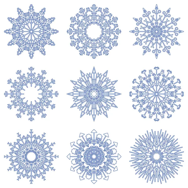 Bílá Modrý Vektor Sada Kolekce Umělecké Ledové Abstraktní Krystalů Sněhových — Stockový vektor