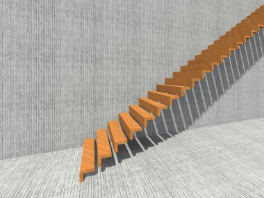 Kavramsal merdiven duvar arka plan bina veya mimari metafor iş başarısı, büyüme, ilerleme veya başarı olarak. yaratıcı adımları riseing üst kadar 3D çizimi vizyon tasarım olarak