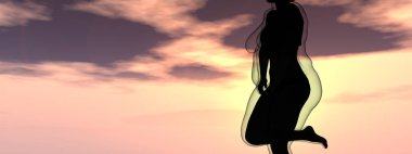 Kavramsal şişman kilolu obez kadın vs fit sağlıklı vücut kilo kaybını takiben ince ya da kas olan ince kadın diyet. Fitness, beslenme veya şişmanlık obezite sağlık şekil 3d çizim