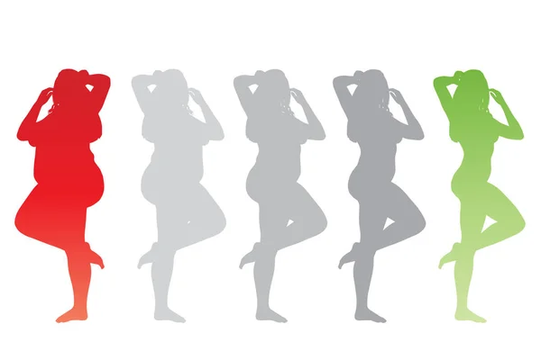 Koncepcyjne Tłuszczu Nadwaga Otyłość Kobieta Slim Fit Zdrowego Ciała Odchudzaniu — Zdjęcie stockowe