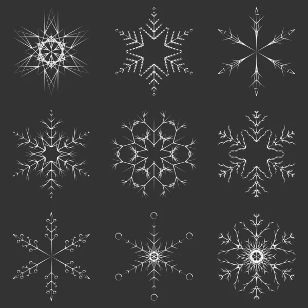 Collection Artistic Icy Abstract Crystal Snow Flakes Isolated Background Winter — Stock Photo, Image