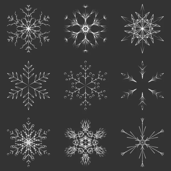 Collection Artistic Icy Abstract Crystal Snow Flakes Isolated Background Winter — Stock Photo, Image