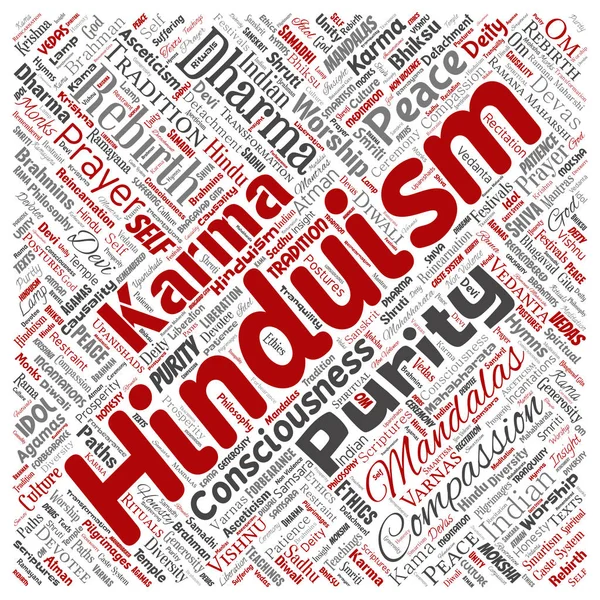 Vektör Kavramsal Hinduizm Shiva Rama Yoga Kare Kırmızı Kelime Izole — Stok Vektör