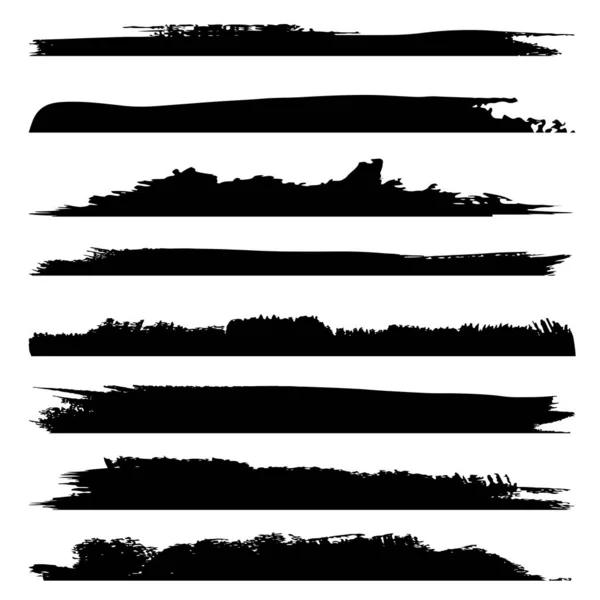 Kolekcja Wektorowa Grungy Artystycznego Czarny Farba Ręcznie Wykonane Kreatywne Pociągnięcie — Wektor stockowy