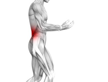Kırmızı sıcak nokta inflamasyon eklem eklem ağrı ya da omurga sağlık tedavi veya spor kas kavramı ile kavramsal geri insan anatomisi. 3D çizim adam artrit veya kemik boğaz osteoporoz hastalığı