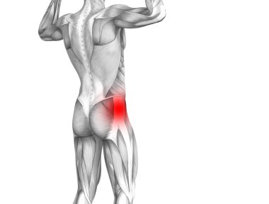 Kırmızı sıcak nokta inflamasyon eklem eklem ağrısı için bacak sağlık tedavi veya spor kas kavramı ile kavramsal hip insan anatomisi. 3D çizim adam artrit veya kemik boğaz osteoporoz hastalığı