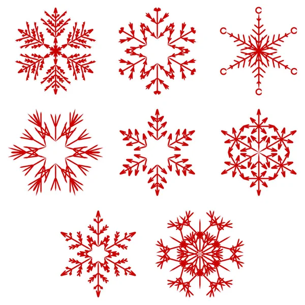 Collection Artistic Icy Abstract Crystal Snow Flakes Isolated Background Winter — Stock Photo, Image