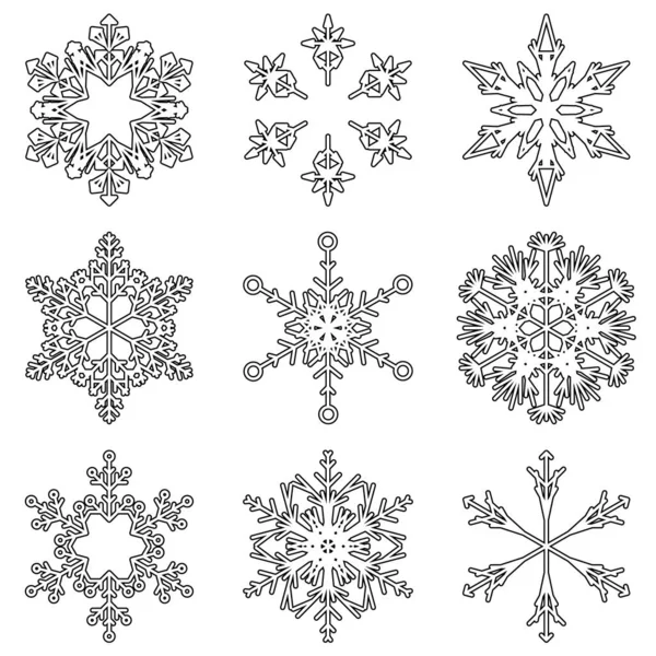Kolekcji Vector Artystyczny Lodowy Kryształ Streszczenie Śniegu Płatki Białym Tle — Zdjęcie stockowe