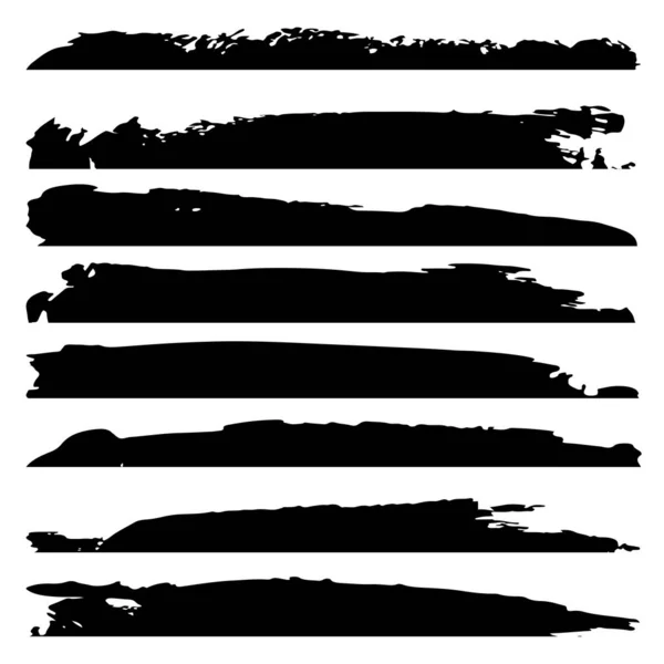 芸術的な汚い黒ペイント手作られた創造的なブラシ ストロークのコレクションは 分離の白い背景を設定します 抽象的なグランジ デザイン教育やグラフィック アート装飾のスケッチのグループ — ストック写真