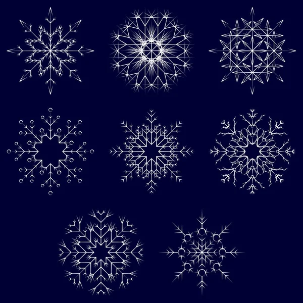 Collection Artistic Icy Abstract Crystal Snow Flakes Isolated Background Winter — Stock Photo, Image