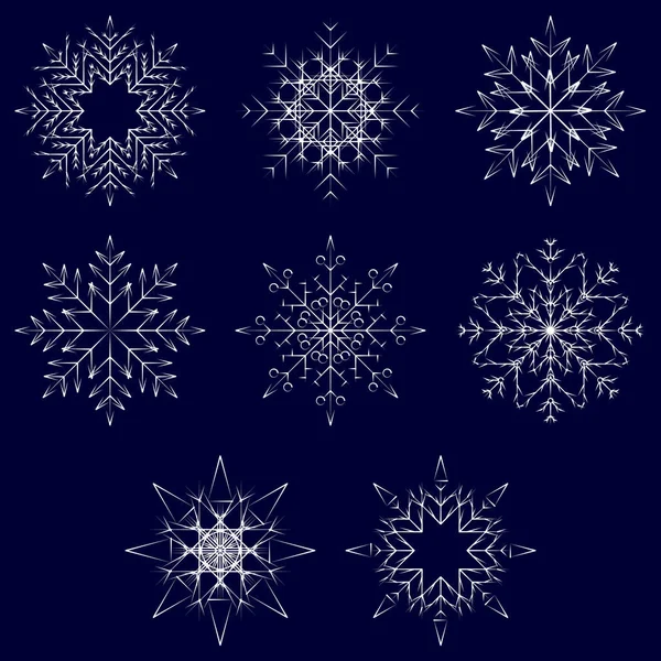 Collection Artistic Icy Abstract Crystal Snow Flakes Isolated Background Winter — Stock Photo, Image